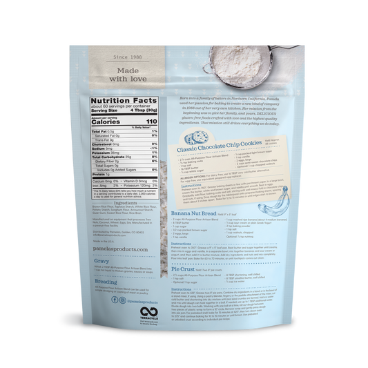 Artisan Blend Pamela's All Purpose Gluten Free Flour Mix 4 Pound Nutrition Facts Ingredients Recipes