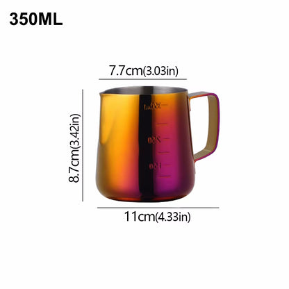 12oz Sunset Stainless Steel Chic Frothing Pitcher With Measurements 350ml Size