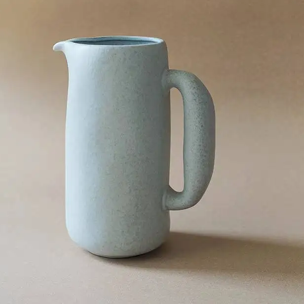50 Ounce Ceramic Pitcher Morning Mist Color Organic Retro Style Serving Pitcher