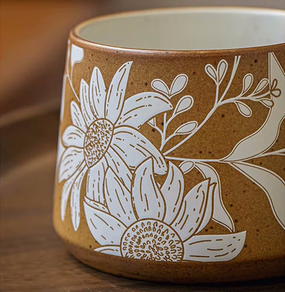 Sunflower Close Up Enchanting Botanicals Mug Botany Flower Pattern