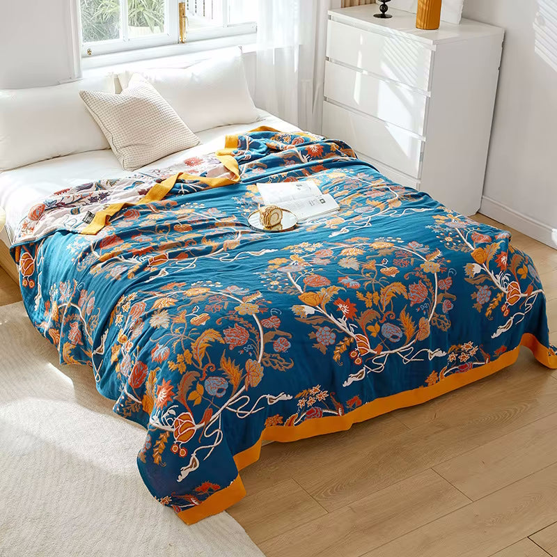 Brinley 2 Regal Floral Cotton Bedding Reversible Quilt Coverlet