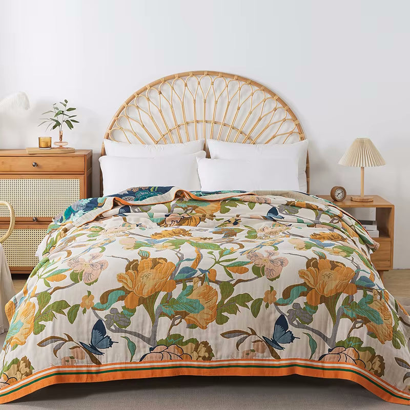 Cotton Bedding Butterfly Grove Reversible Cotton Coverlet Quilt