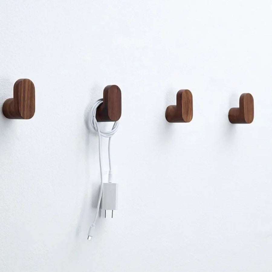 Walnut Wood Wall Hooks Modern Naturalist Style For Organic Decor And Hanging Items On Walls