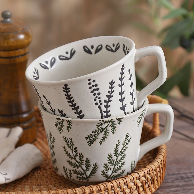 Evergreen Forest And Lavender Field Ceramic Pottery Cups