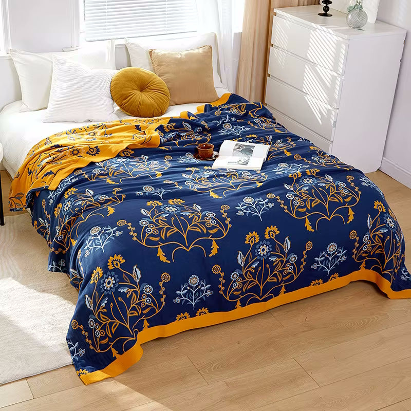 Fontainebleau 2 Regal Floral Cotton Bedding Reversible Quilt Coverlet