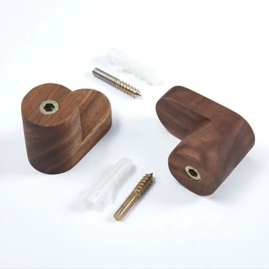 Hardware Screw And Walnut Wood Wall Hooks For Easy Wall Mounted Hook Installation