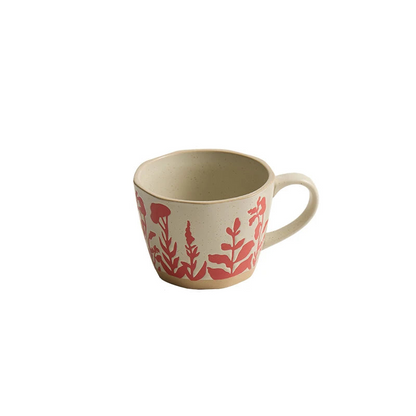 Red Garden Impressions Ceramic Mug With Exposed Base