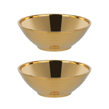 Glam Stainless Steel Insulated Colorful Set Of 2 Gold Noodle Bowls