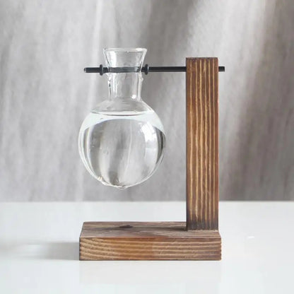 Single Wood And Glass Hanging Post Tabletop Style Vase
