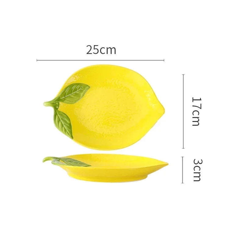Yellow Lemon Large Plate Bright Lemon Shaped Ceramic Decorative Serveware