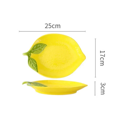 Yellow Lemon Large Plate Bright Lemon Shaped Ceramic Decorative Serveware