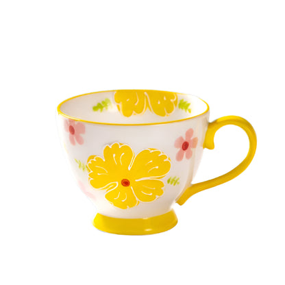 Yellow Painted Petals Ceramic Tea Cup
