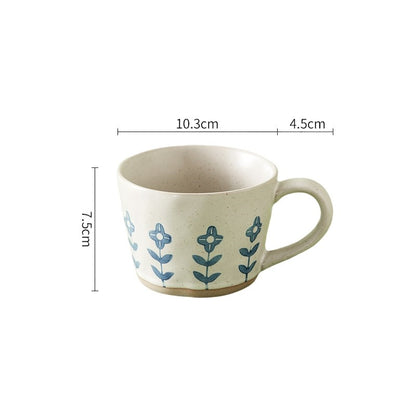 Flowers Pattern Craft Style Ceramic Mug With Exposed Base