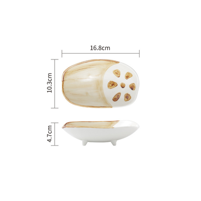 Ceramic Lotus Root Vegetable Shaped Decorative Pottery Serveware