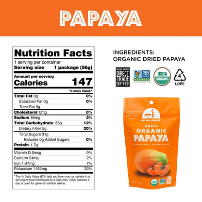 Organic Papaya Mavuno Harvest Dried Fruit Nutrition Facts And Ingredients