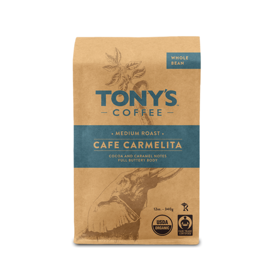 Tony's Coffee Organic Cafe Carmelita Medium Roast Whole Bean 12oz